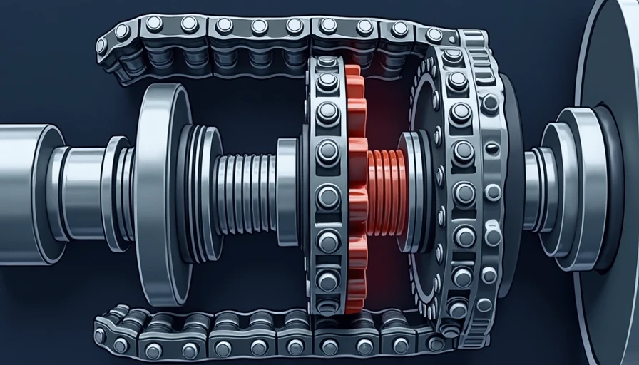 Engine timing chain and tensioner cross-section diagram showing where slack develops during cold starts, helping drivers understand the source of a startup rattling noise