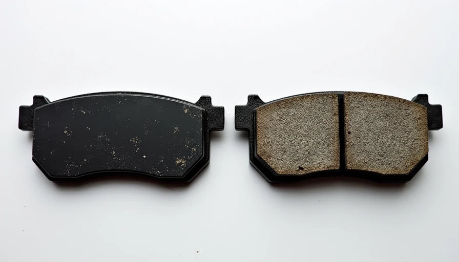 Worn vs New Brake Pad — When Squeak Means It's Time to Replace Worn brake pad with visible wear indicator tab compared to new brake pad, showing the difference every driver should recognise before brakes start grinding