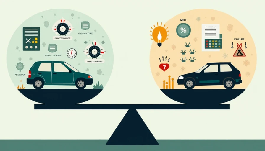 Clutch Replacement Decision — Weighing the Pros and Cons Balance scale illustration weighing car condition factors for and against clutch replacement, with healthy car icons on one side and problem icons on the other